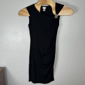 Cache Womens Large Black Ruched Side Party‎ Dress Gold Snake Detail